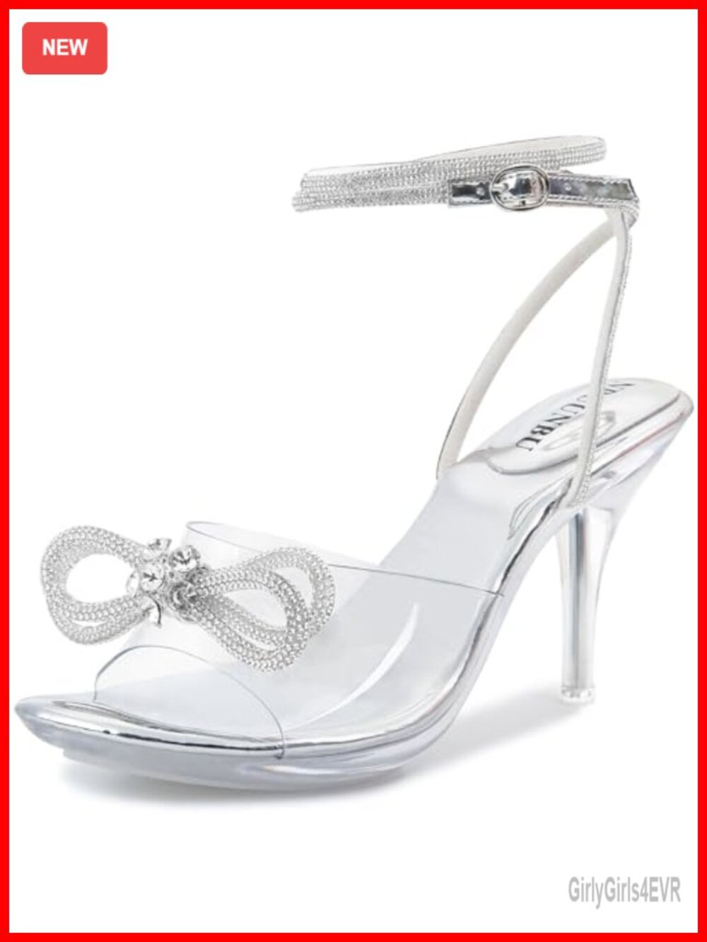 Clear Rhinestone Bow Strappy Heeled Sandals Platform Stiletto Wedding Shoes